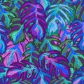 Seamless pattern with monstera leaves.